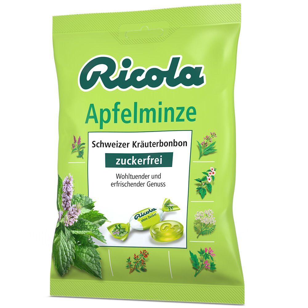 Image of Ricola® Schweizer Kräuterbonbons Apfelminze ohne Zucker