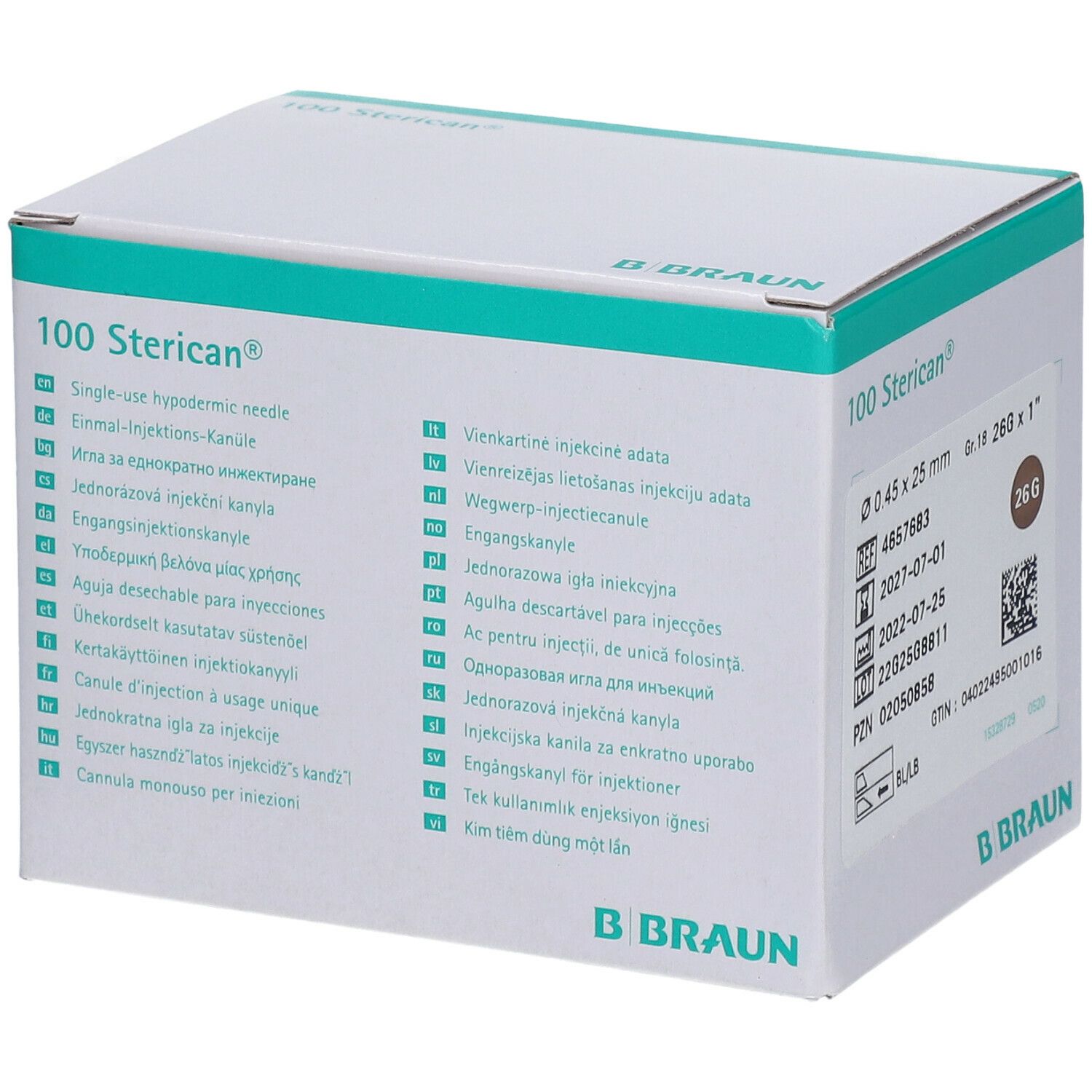 Sterican® Standardkanüle Gr. 18 G26 x 1 Zoll 0,45 x 25 mm braun