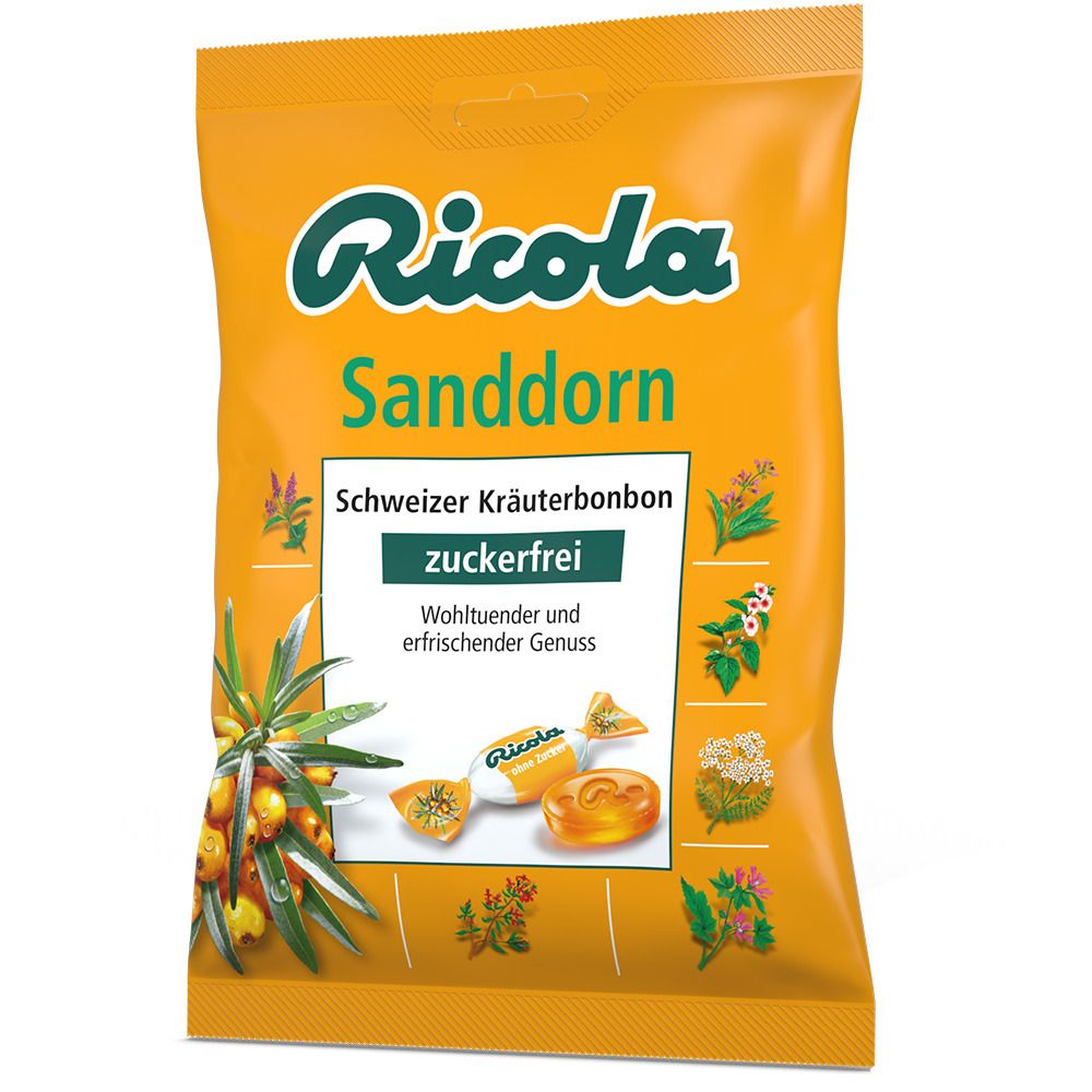 Image of Ricola® Schweizer Kräuterbonbons Sanddorn ohne Zucker