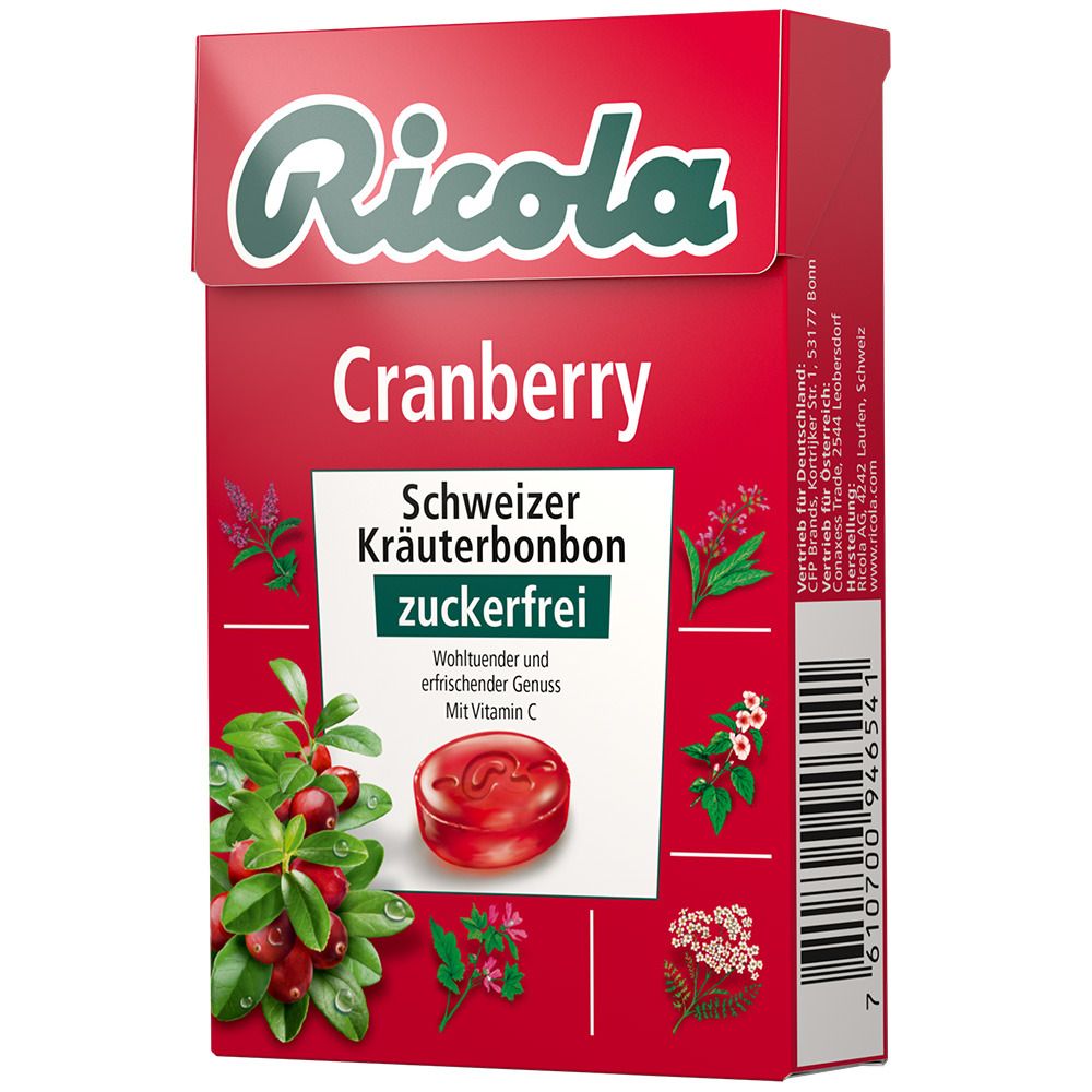 Image of Ricola® Schweizer Kräuterbonbons Box Cranberry ohne Zucker