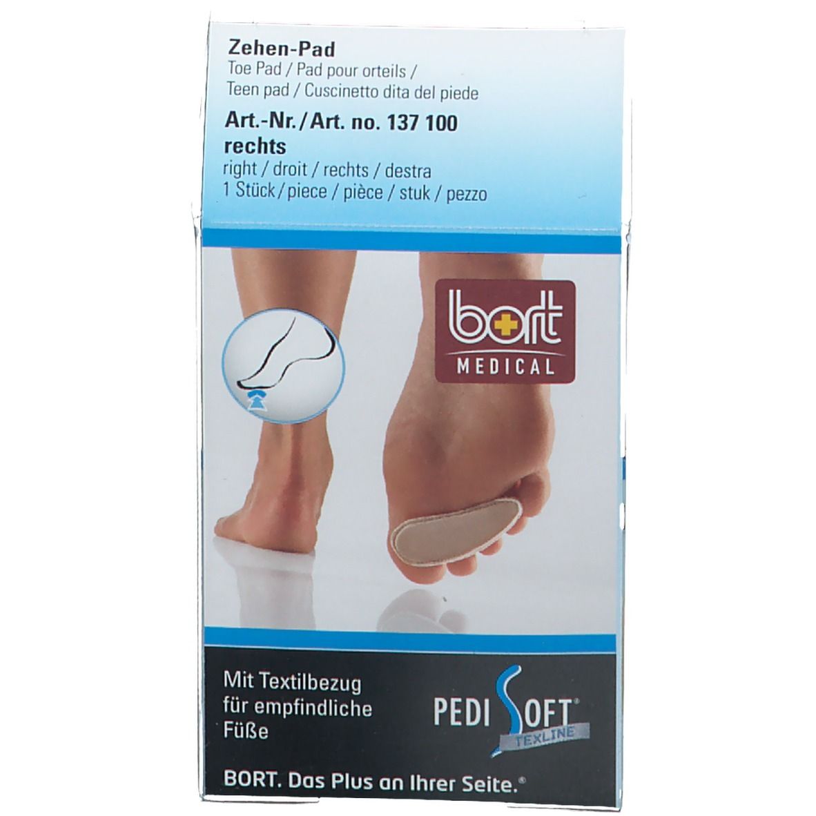 Image of BORT PediSoft® TexLine Zehen-Pad rechts