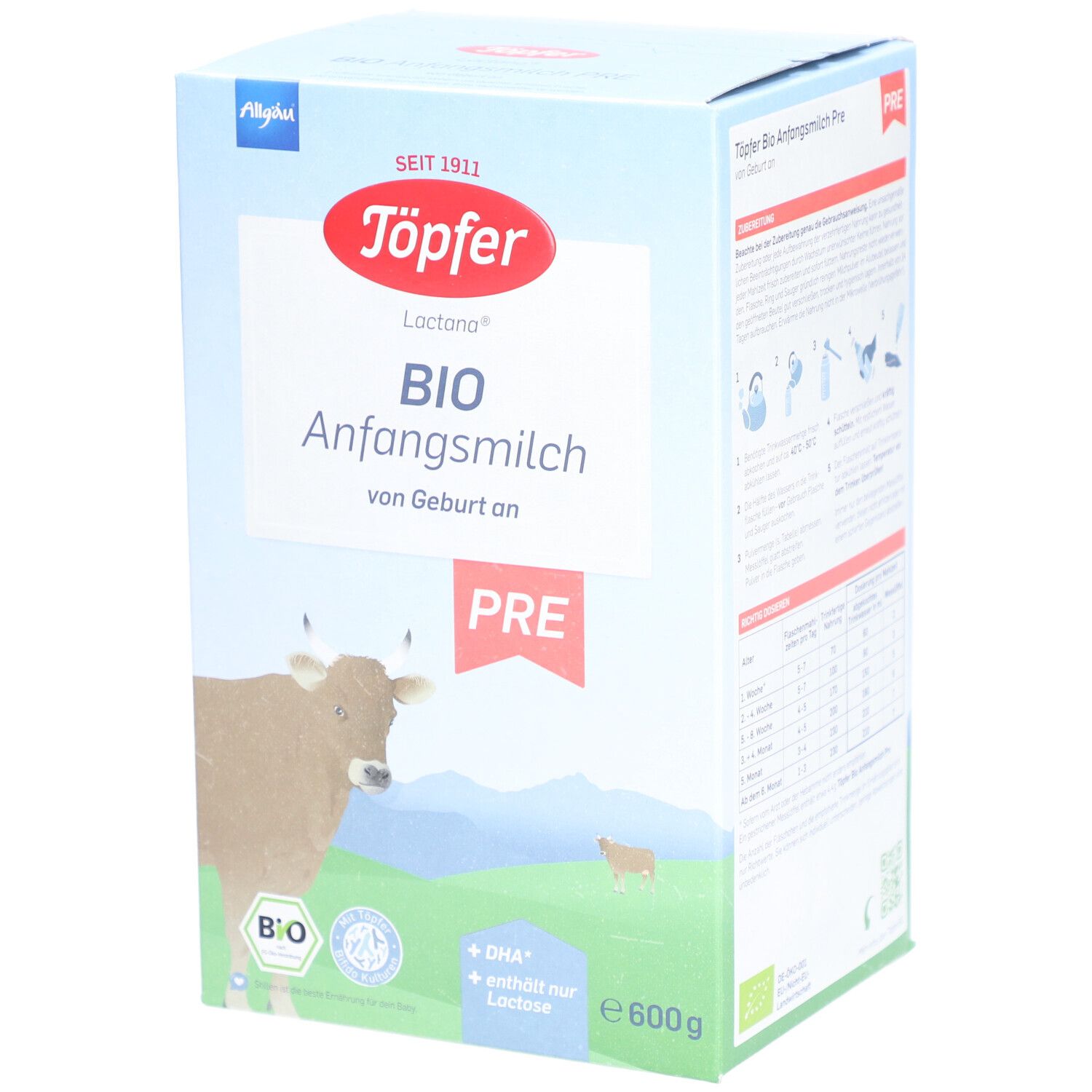 Töpfer Lactana Bio Pre Anfangsmilch von Geburt an