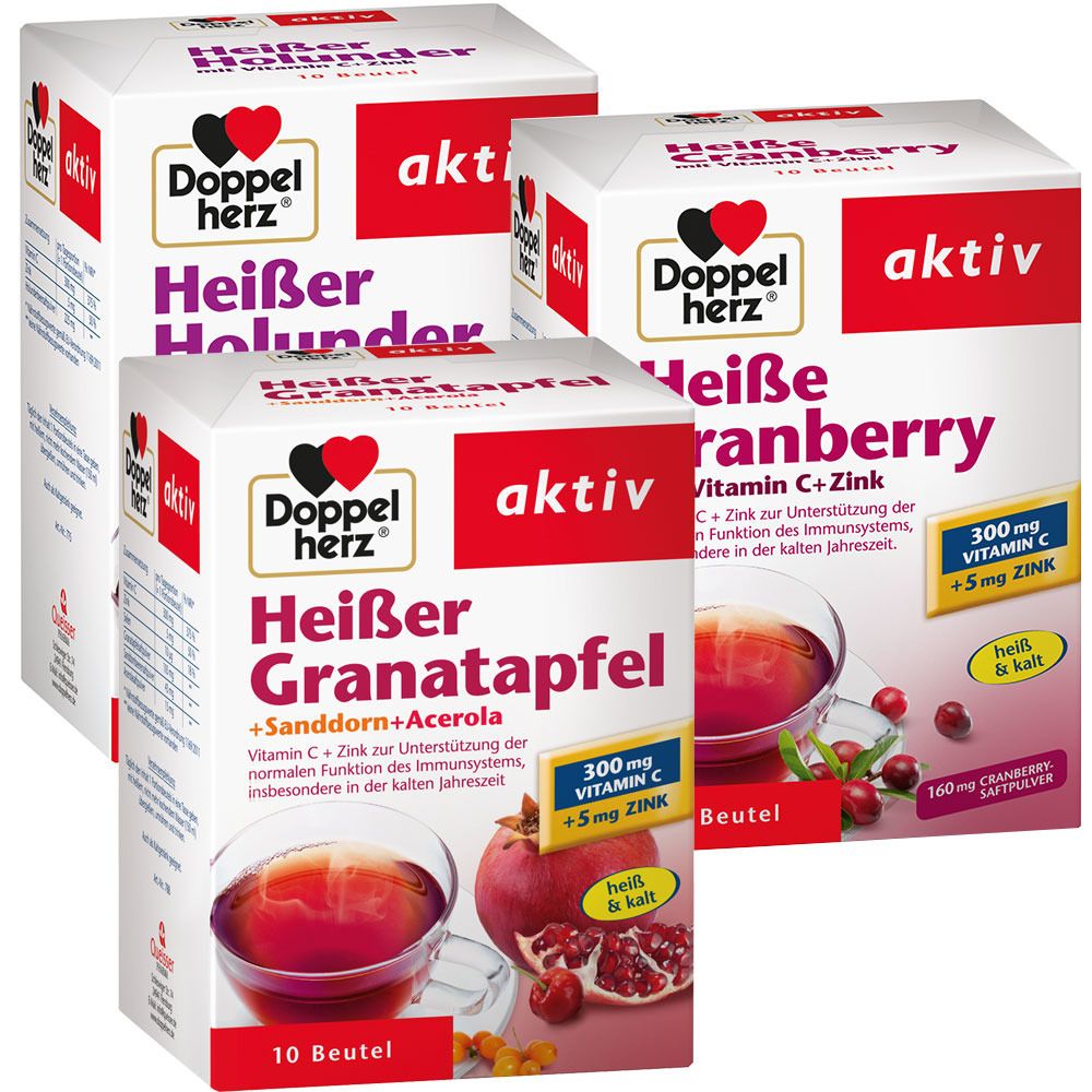 Image of Doppelherz® aktiv Heißes 3er Set Holunder + Cranberry + Granatapfel