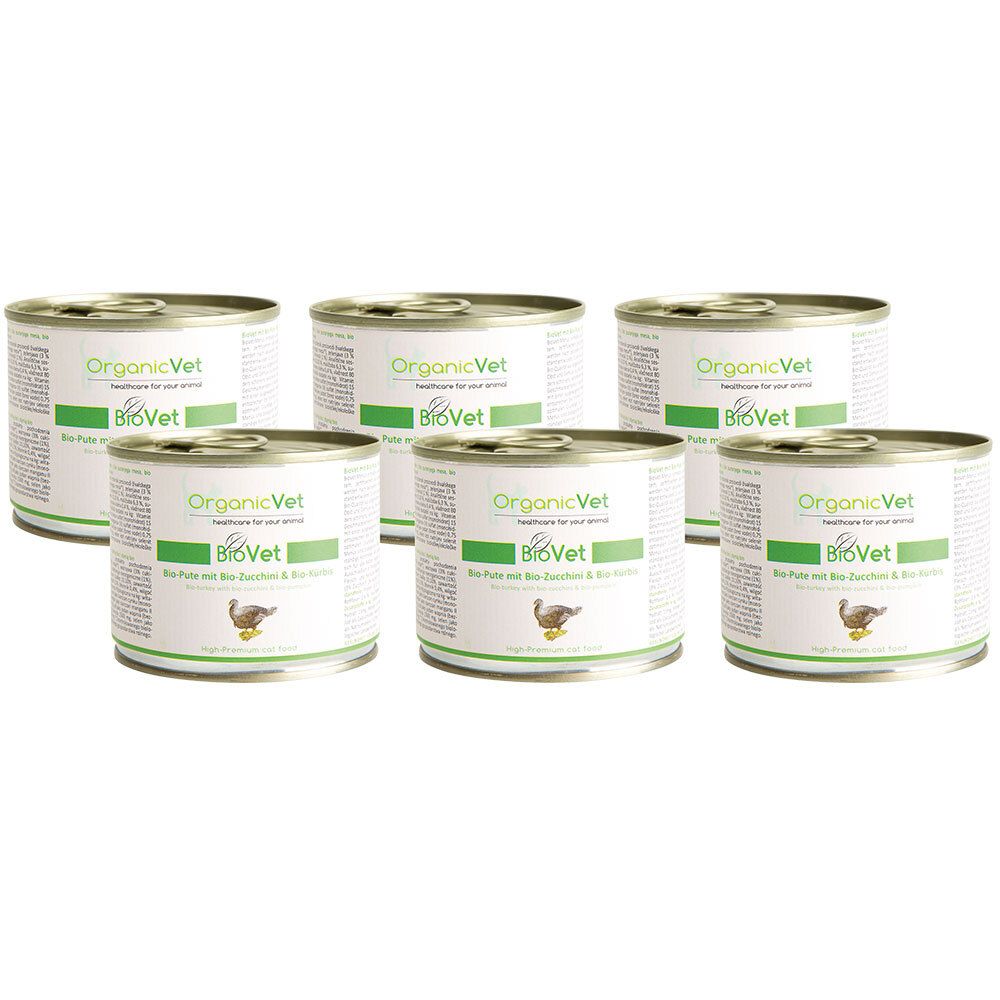 OrganicVet Chat aliment humide BIOVET Dinde bio avec courgettes bio et citrouille bio