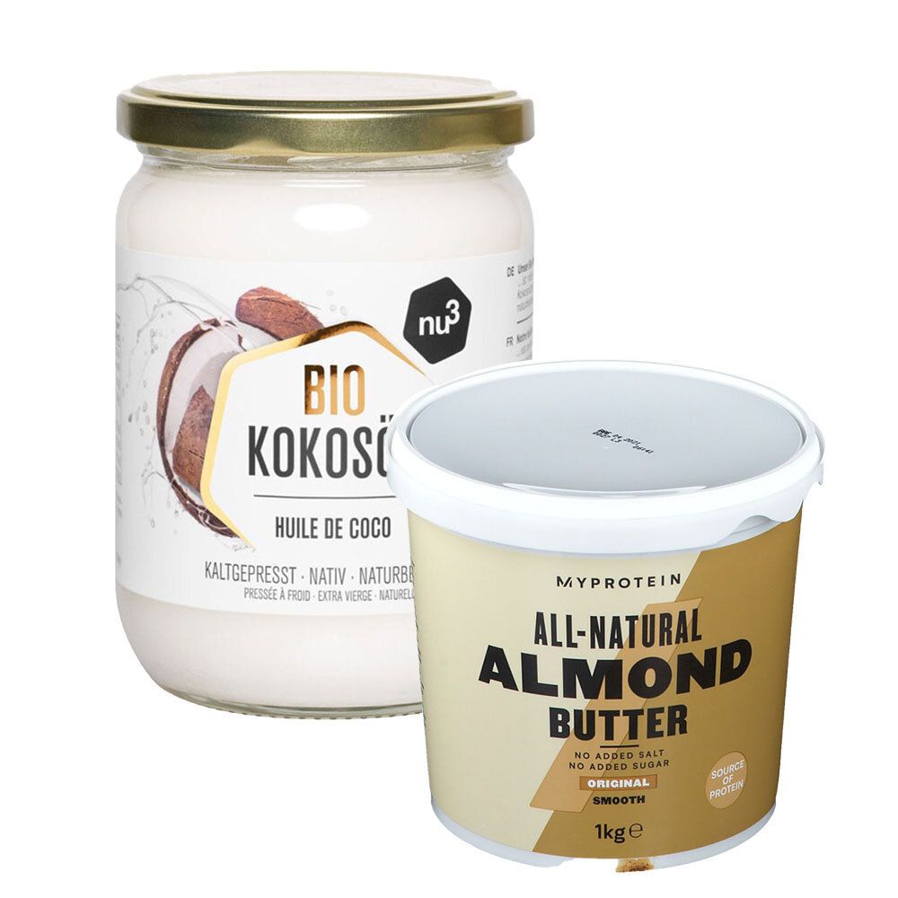 nu3 huile de coco biologique, vierge + MyProtein Beurre d'amande naturel, fin