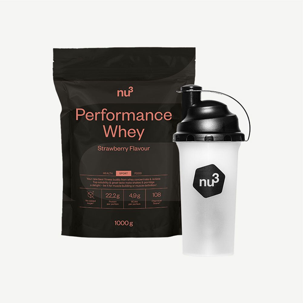 Image of nu3 Performance Whey, Erdbeere + nu3 Shaker