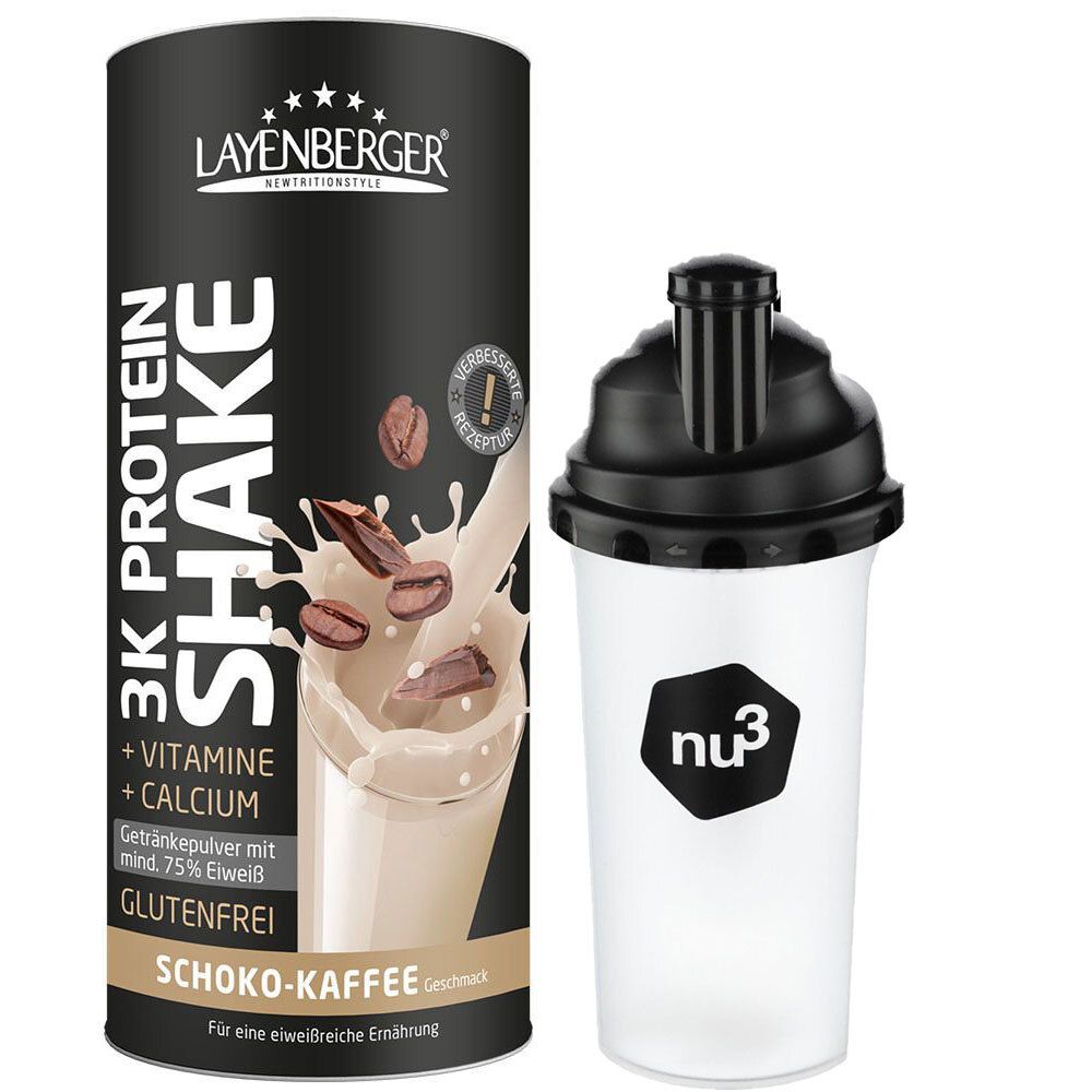 LAYENBERGER® 3K Protein Shake Chocolat Café + shaker nu3