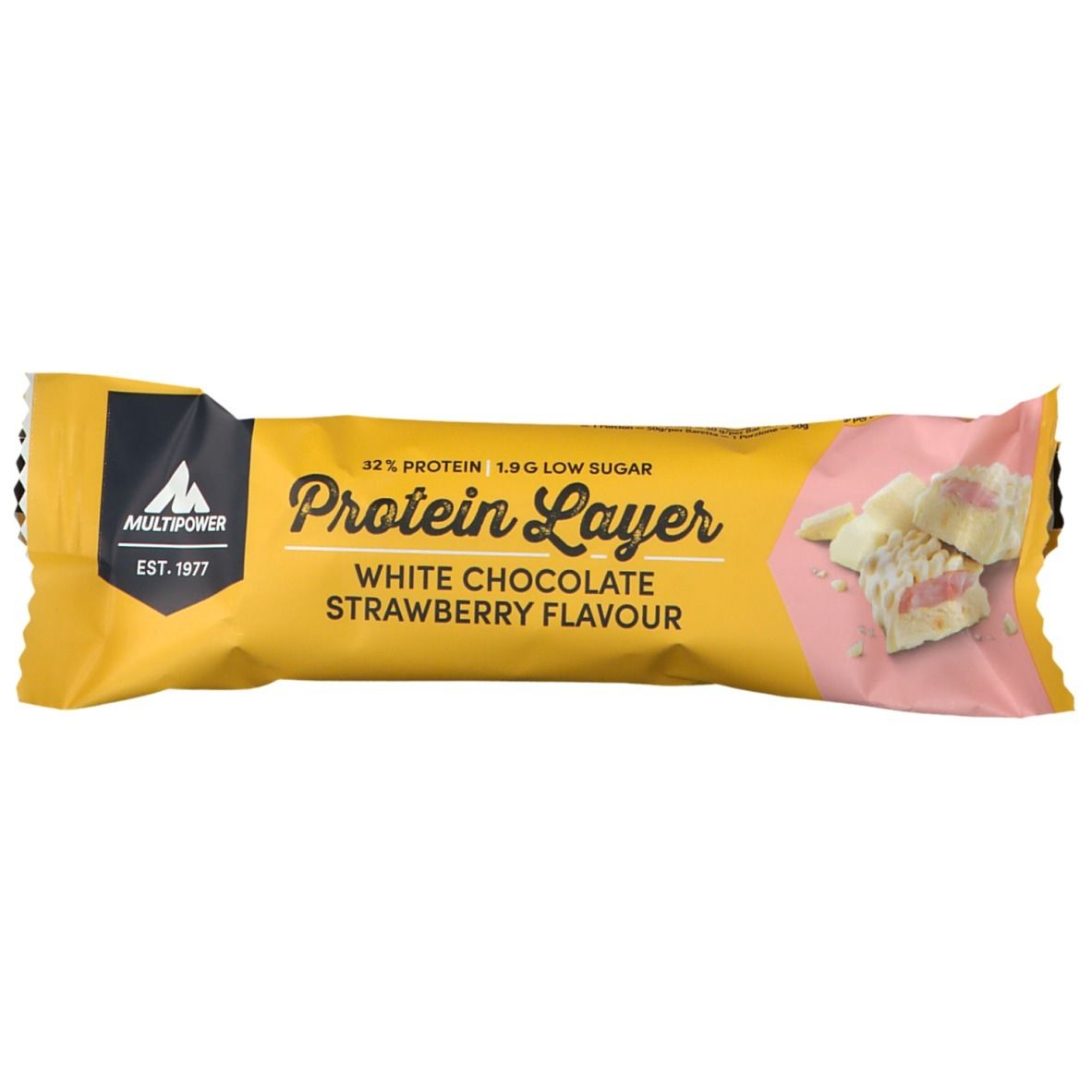 Multipower Couche protéinée, chocolat blanc et fraise