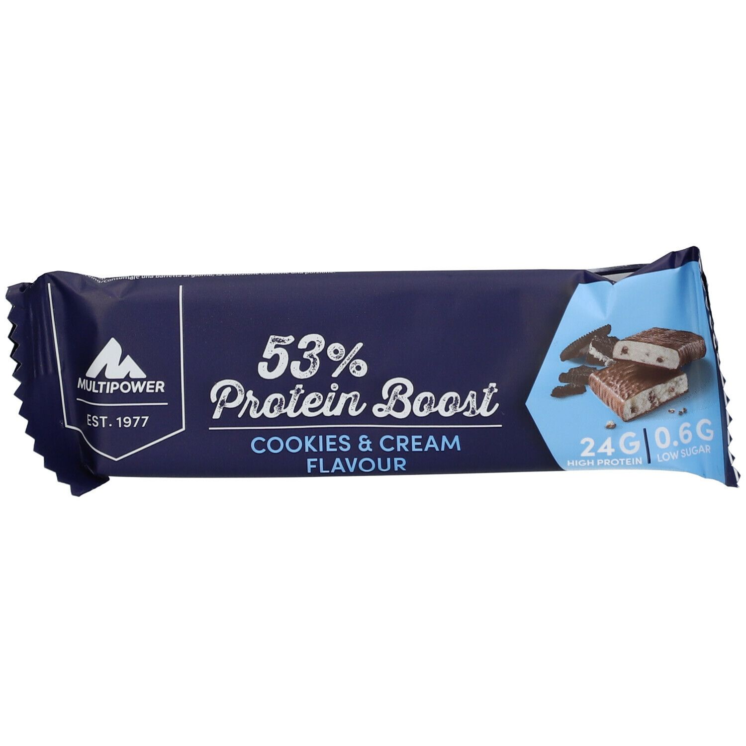 Image of Multipower 53 % Protein Boost Riegel Cookies & Cream