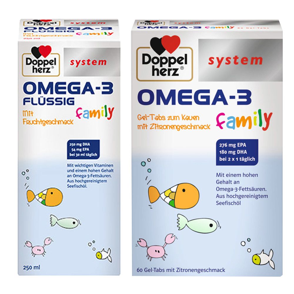 Image of Doppelherz® system OMEGA-3 flüssig family + system OMEGA-3 family