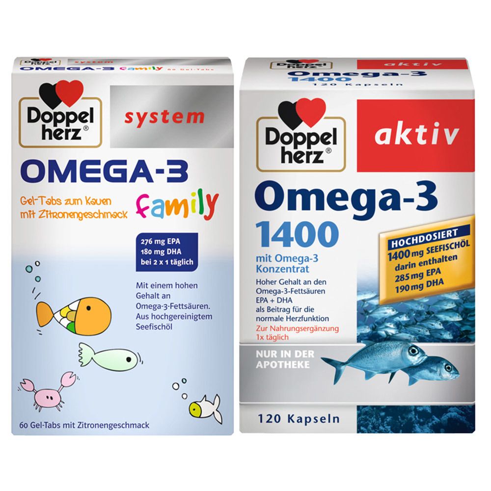 Image of Doppelherz® system OMEGA-3 family + Omega-3 1400
