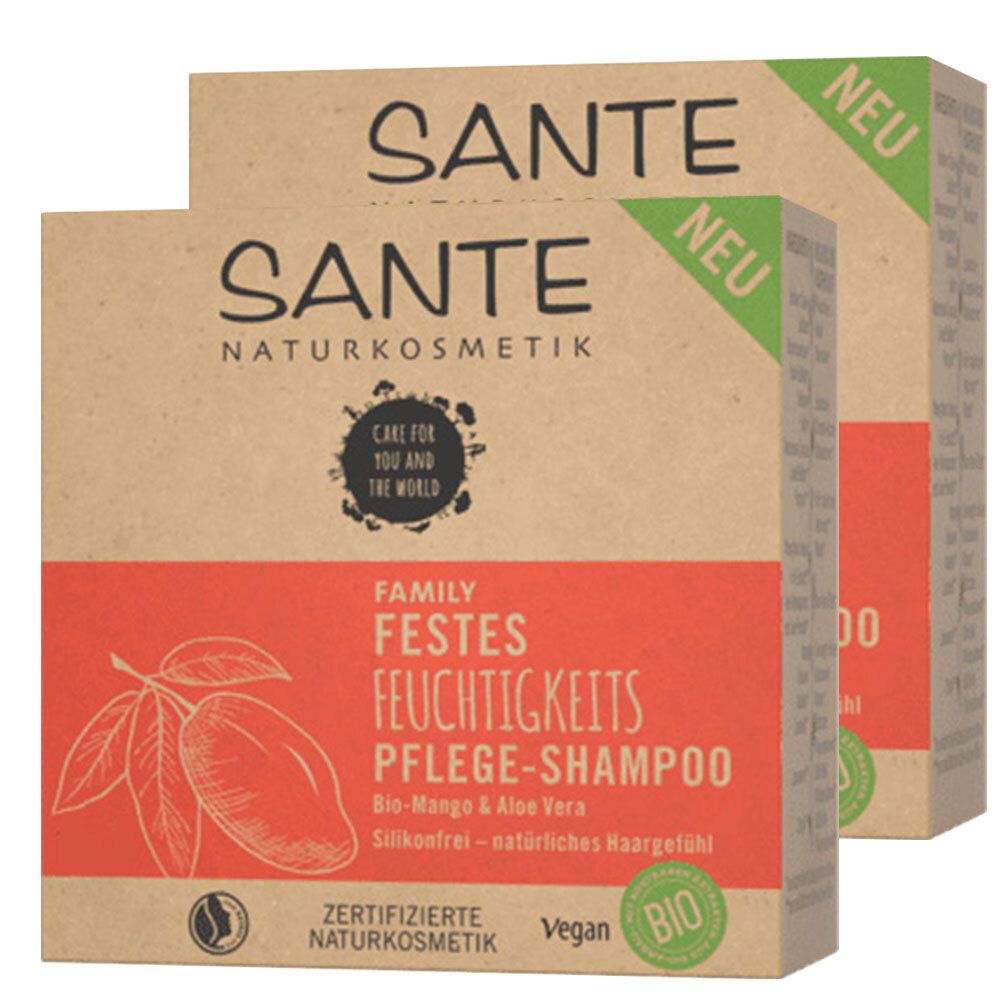 Image of SANTE Naturkosmetik Festes Feuchtigkeits Pflege-Shampoo Bio-Mango & Aloe Vera Doppelpack