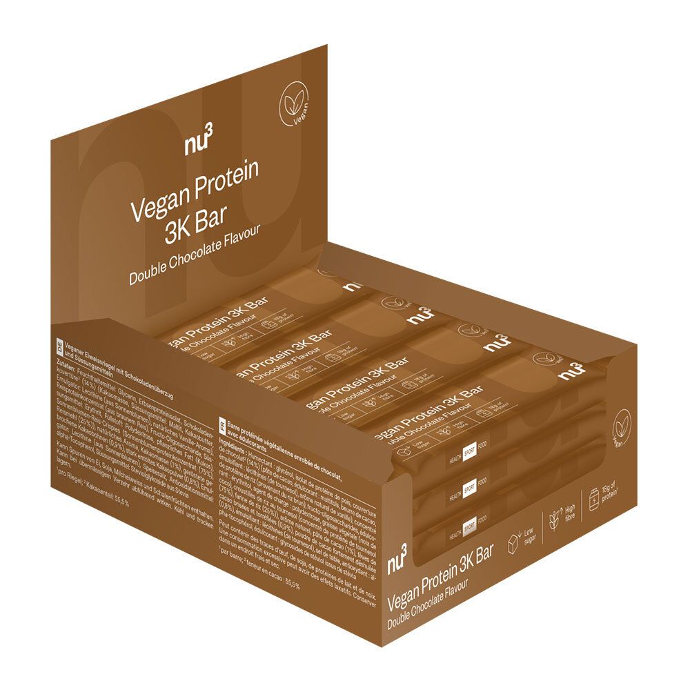 Image of nu3 Vegan Protein 3K Bar, Double Chocolate