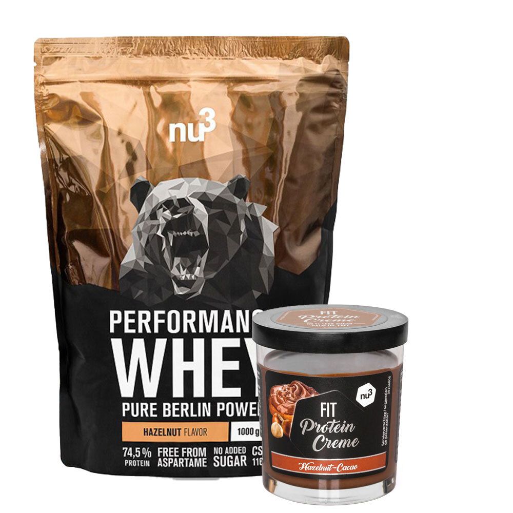 nu3 Performance Whey, Noisette + nu3 Fit Protein Creme Noisettes-Cacao?