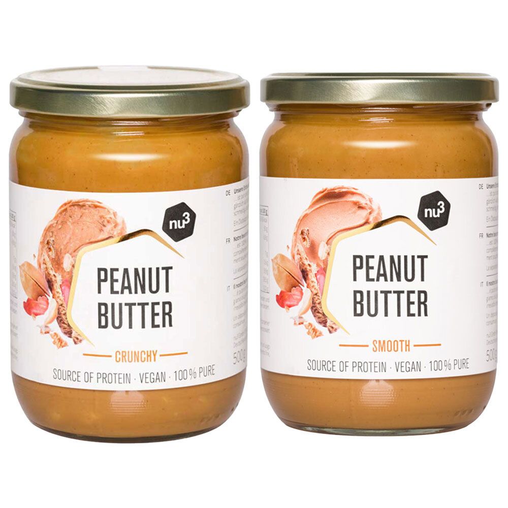 nu3 Beurre de cacahuètes Crunchy + Smooth
