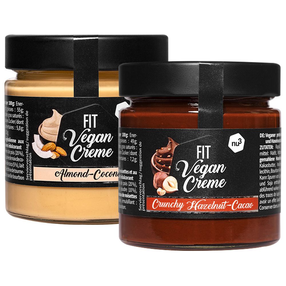 nu3 Fit Vegan Protein Creme, Crunchy Hazelnut-Cacao + nu3 Fit Vegan Protein Creme, Almond-Coconut