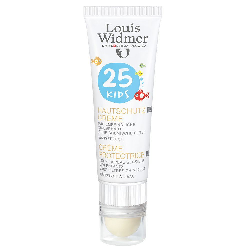 Louis Widmer Kids Hautschutz Creme 25 unparfümiert + Lippenpflege Stift UV 30