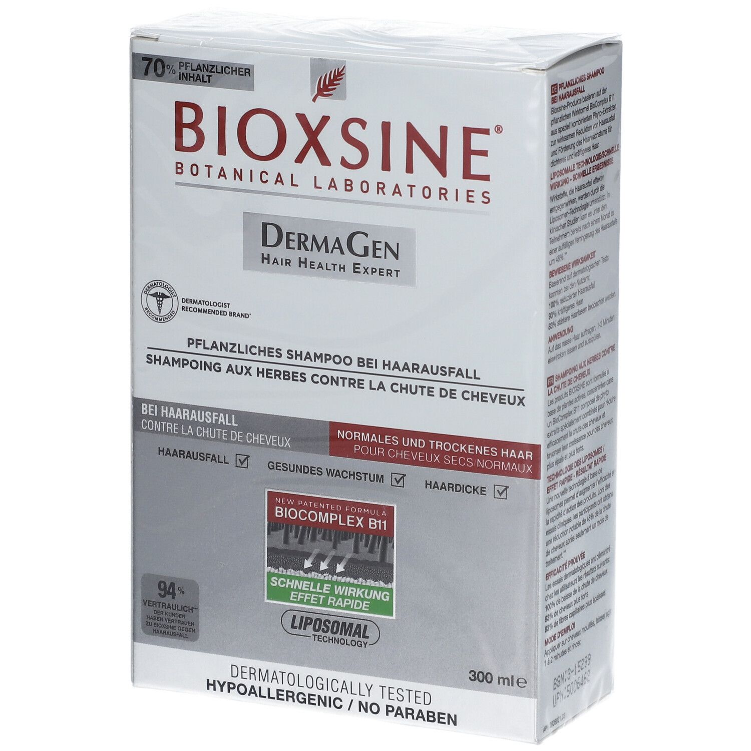 BIOXSINE Shampoo gegen Haarausfall für trockenes Haar