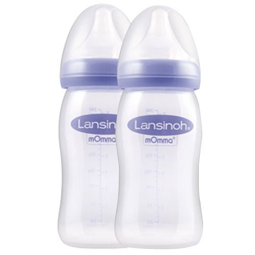 Image of Lansinoh mOmma Babyflasche 240ml mit Natural Wave Silikonsauger M