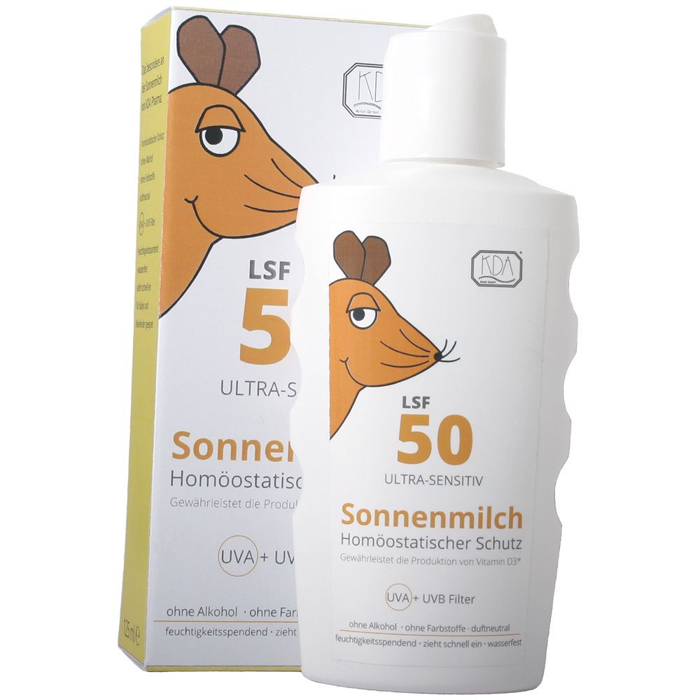 Lait solaire KDA® pour souris avec facteur de protection solaire 50