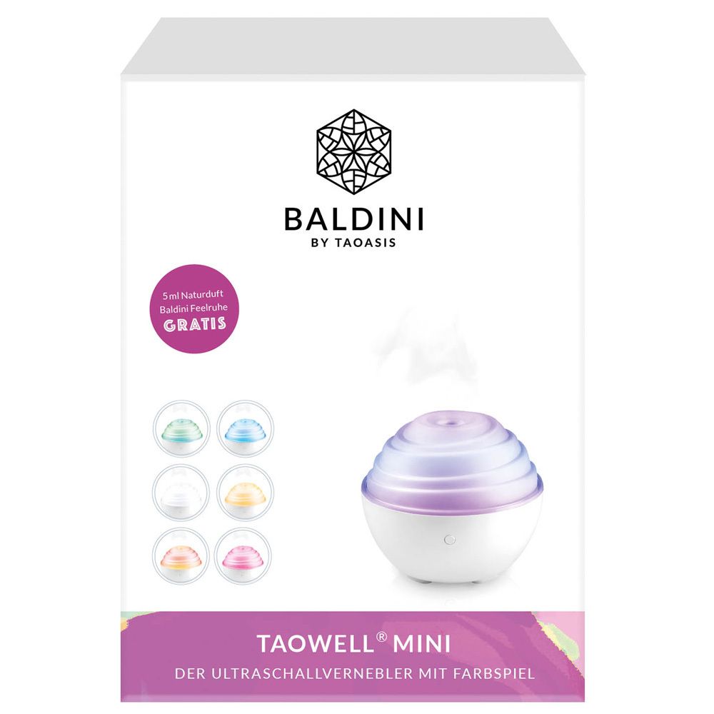 TAOWELL® MINI der Ultraschallvernebler mit Farbspiel + 5 ml Naturluft BALDINI BY TAOASIS Feelruhe®