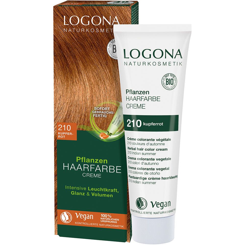 LOGONA Naturkosmetik Pflanzen-Haarfarbe Creme 210 Kupferrot