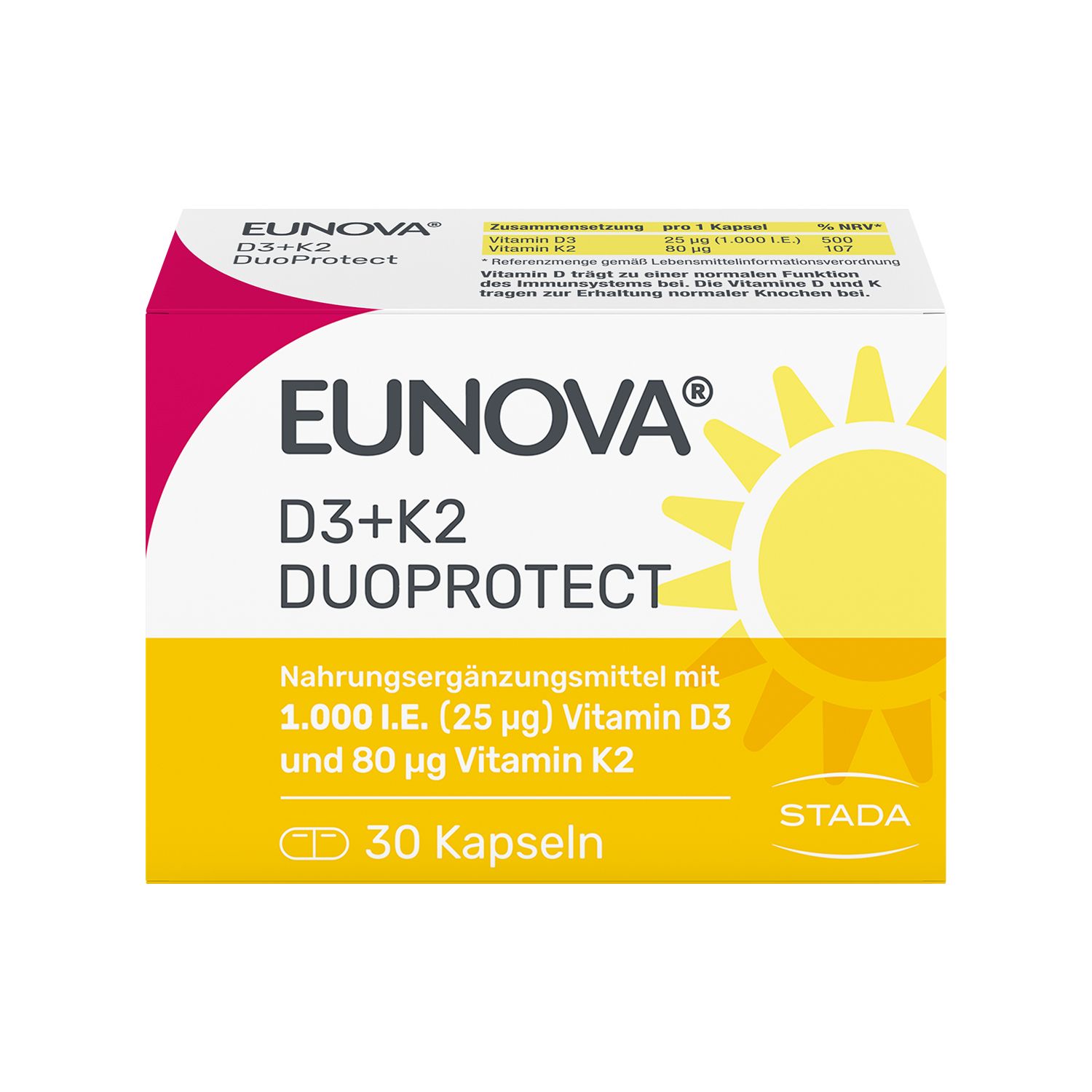 EUNOVA® DuoProtect D3+K2 1000 I.E./80 µg Kapseln