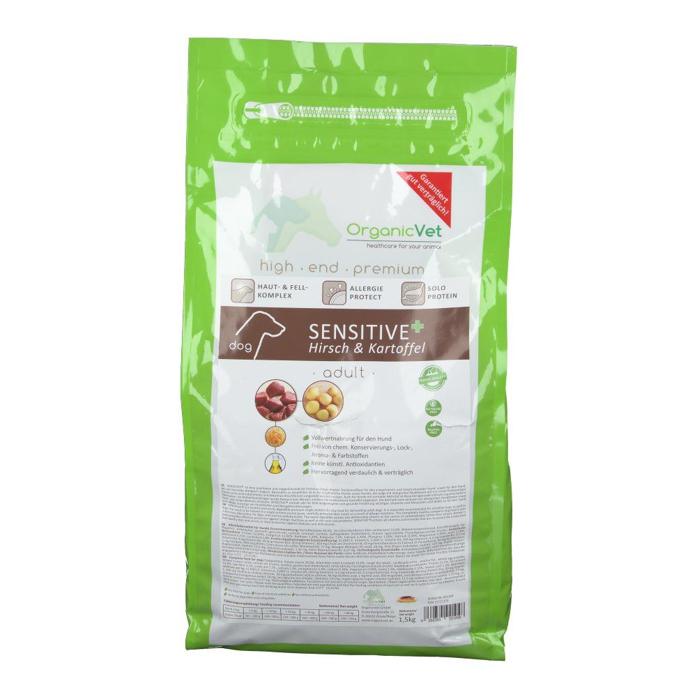 OrganicVet HUND Trockenfutter SENSITIVE + Getreidefrei Hirsch