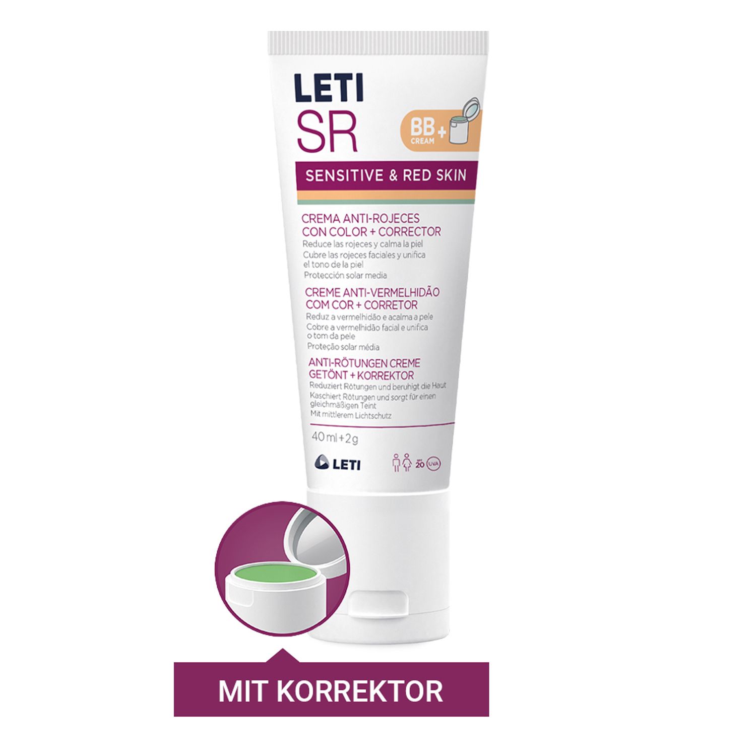 letiSR Anti-Rötungen Creme getönt +Korrektor