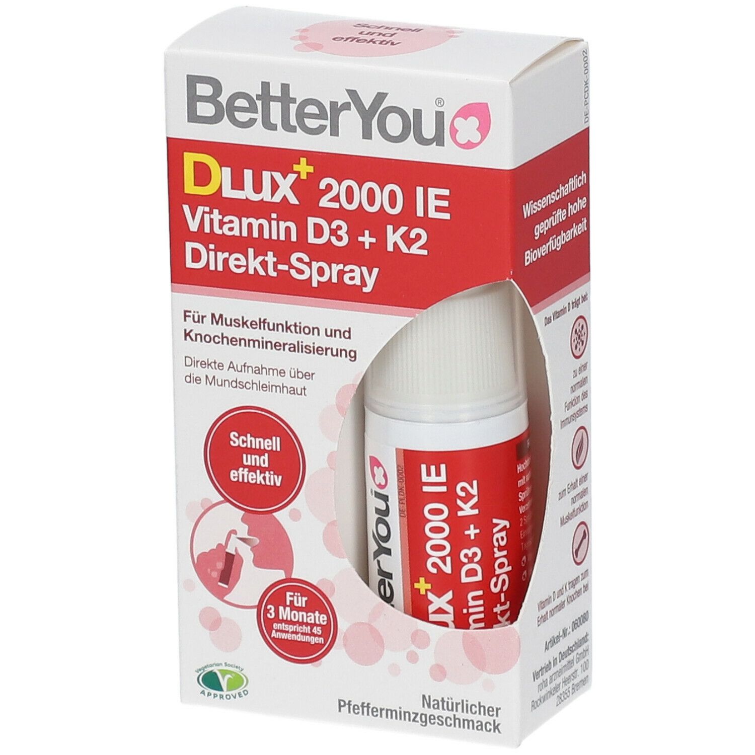 BetterYou® DLUX 2000 IE Vitamin D3+K2 Direkt-Spray