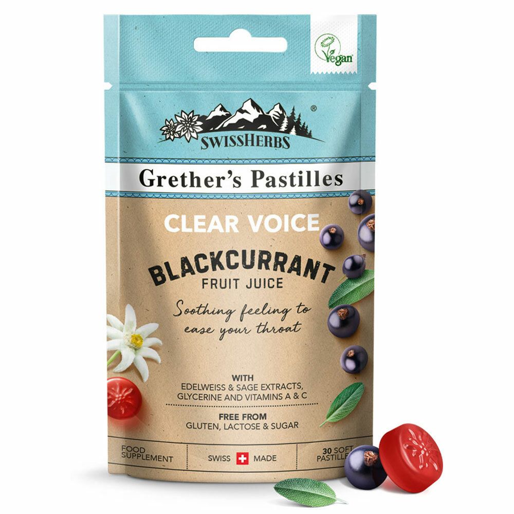 Image of SWISSHERBS® Grether's Pastilles CLEAR VOICE BLACKCURRANT