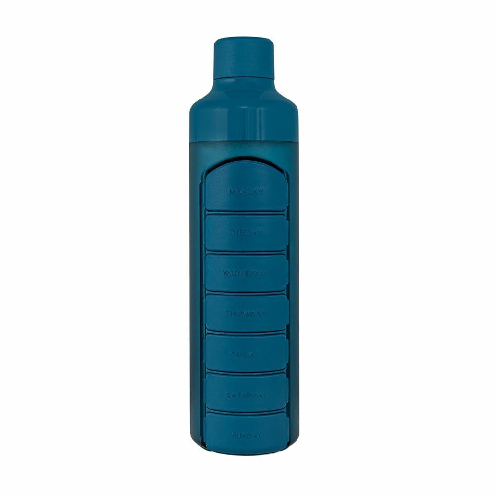 Image of YOS Bottle mit Tabletten-Spender 7 Tage blau
