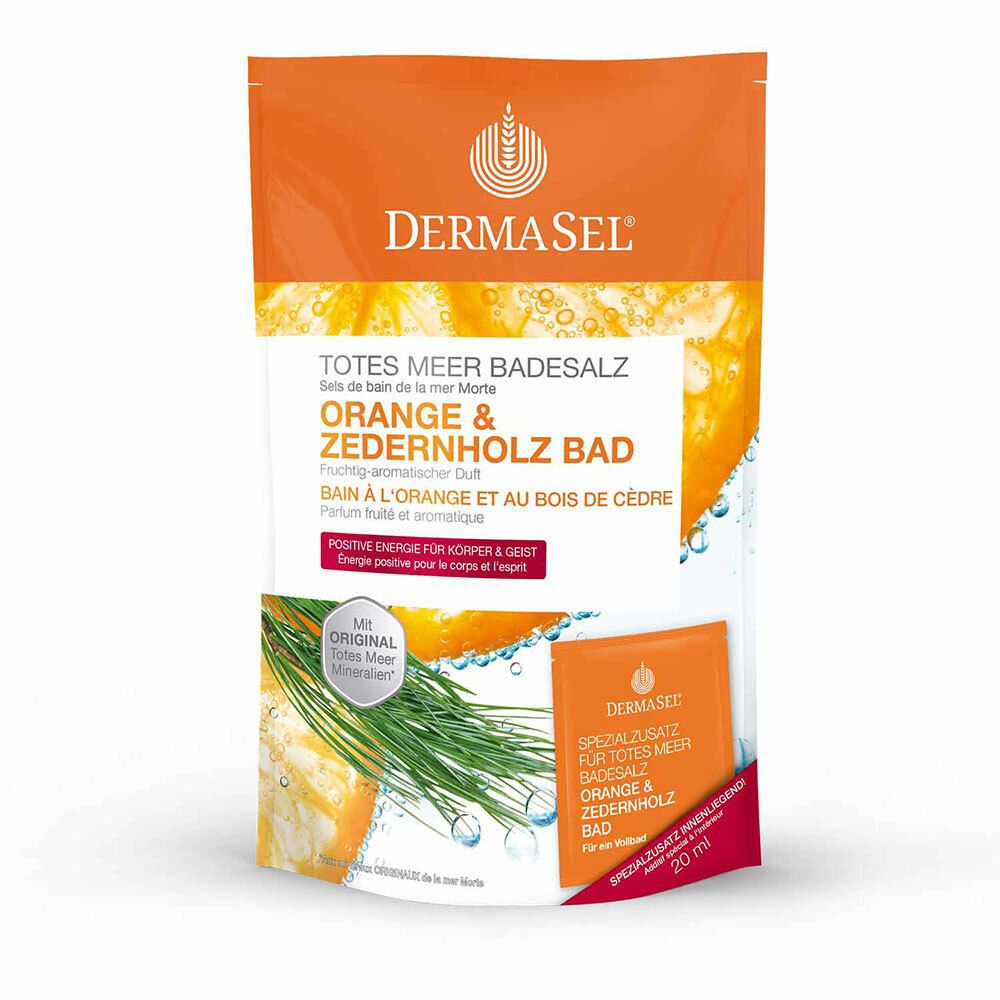 Image of DERMASEL® Totes Meer Orange & Zedernholz Badesalz