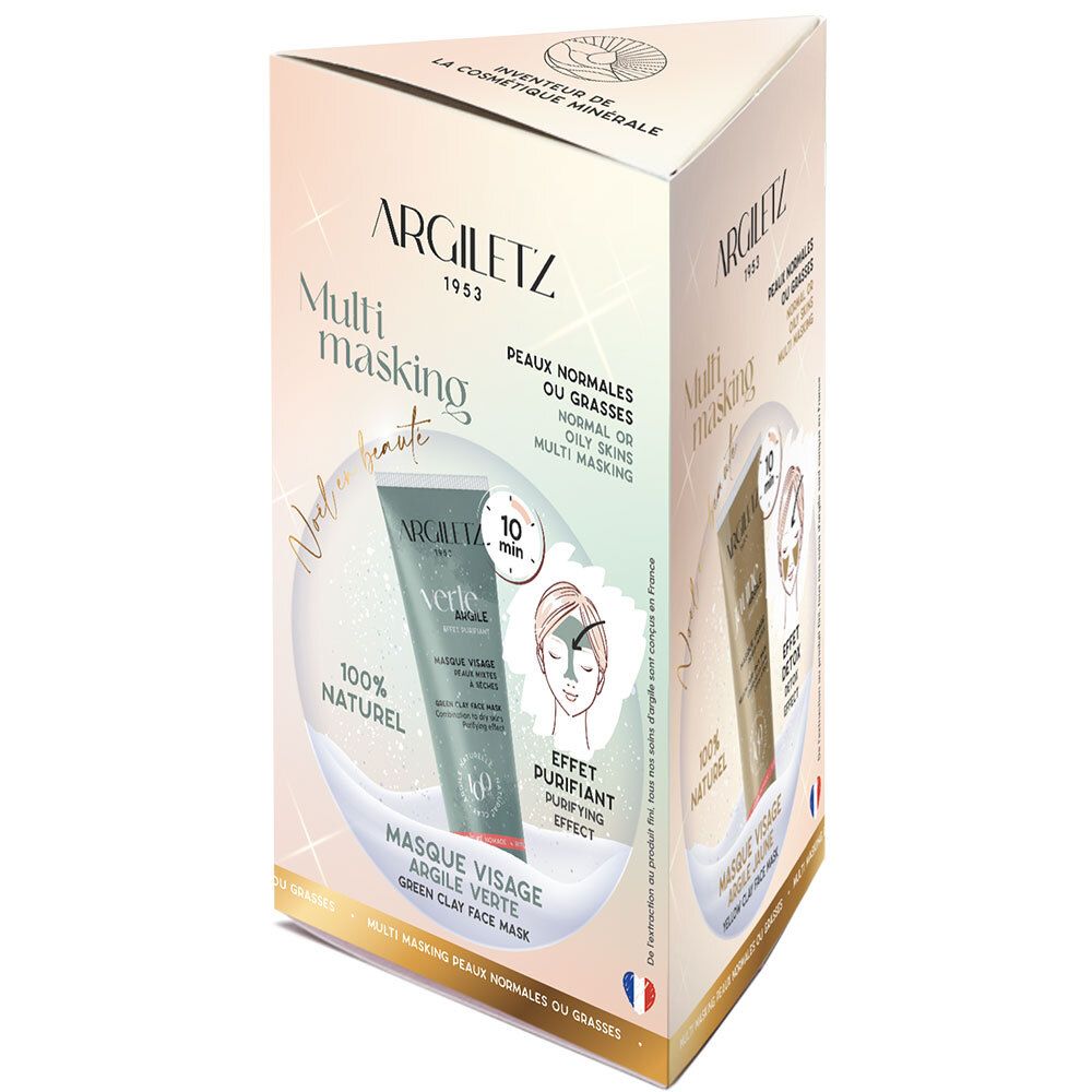 argiletz TRIO masques d'Argile (blanche, verte, jaune)