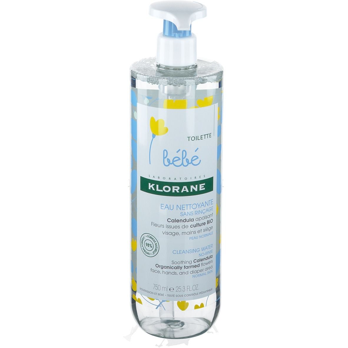Klorane Bébé Toilette Eau Nettoyante Sans Rince au Calendula Bio