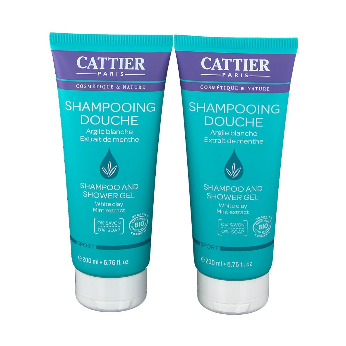 CATTIER Shampoing Douche Sport Argile blanche Bio