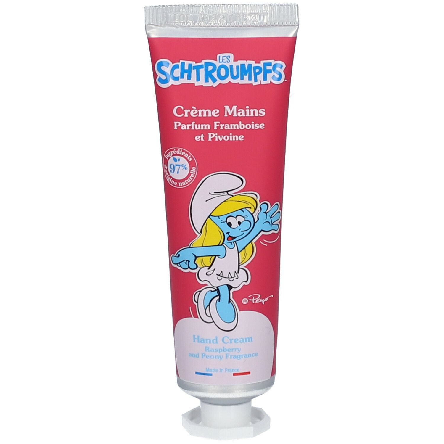 Le Comptoir du Bain Les Schtroumpfs Handcreme Parfum Himbeere und Pfingstrose