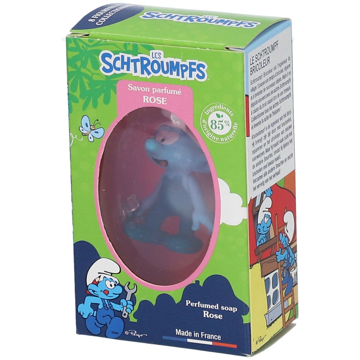 Le Comptoir du Bain Les Schtroumpfs Feste Seife mit Rosenduft