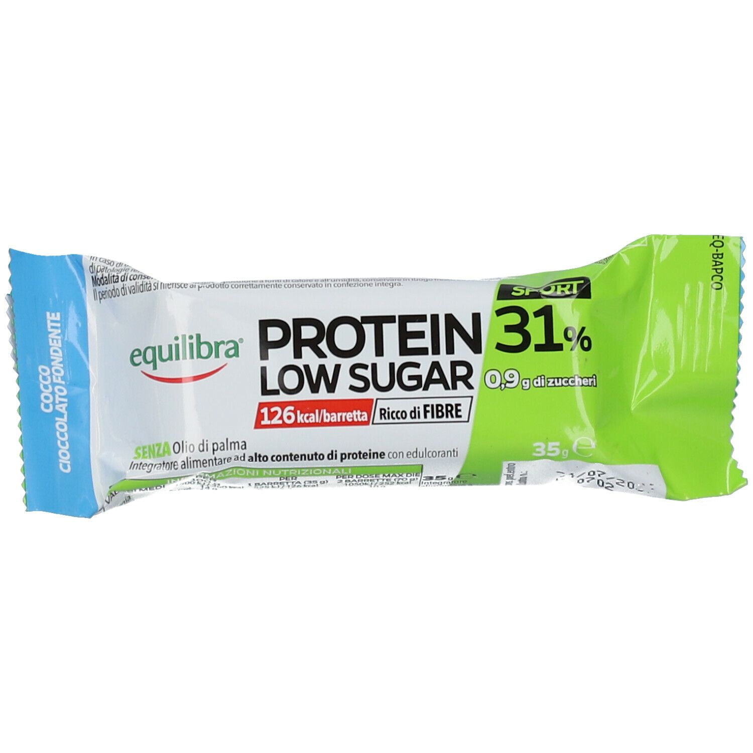 Image of Equilibra® Protein-Riegel Low Sugar Kokos - Dunkle Schokolade