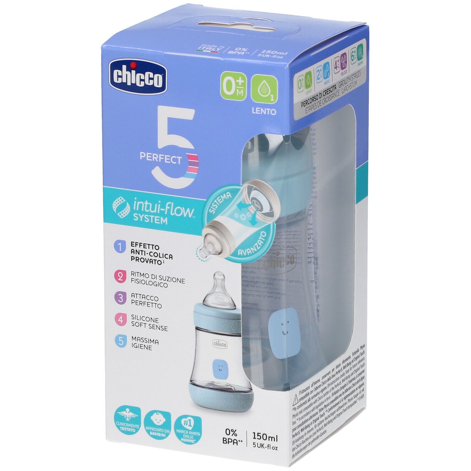 Image of Chicco PERFECT 5 Flasche 150 ml Slow Flow 0+