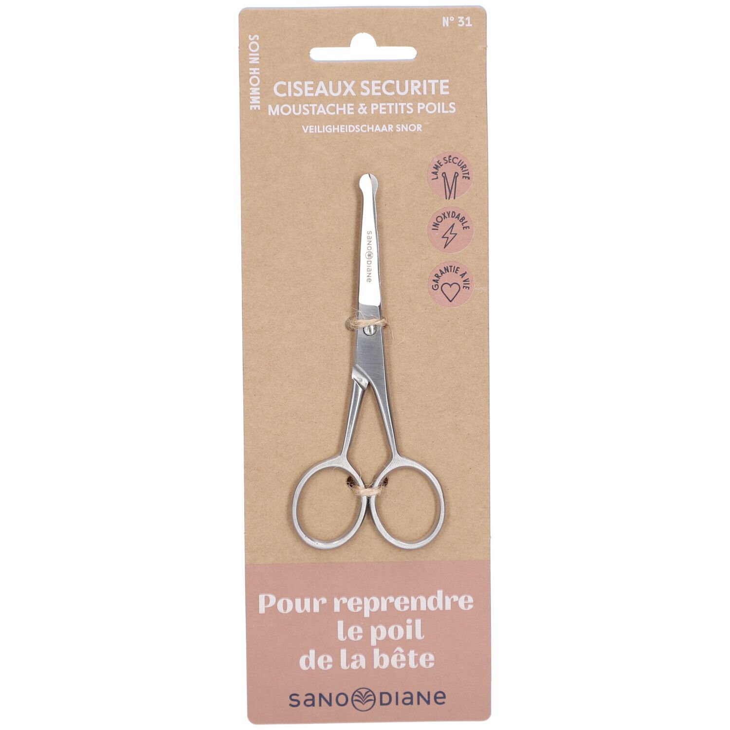 Sanodiane Sicherheits-Nagelschere für Schnurrbart und feine Haare
