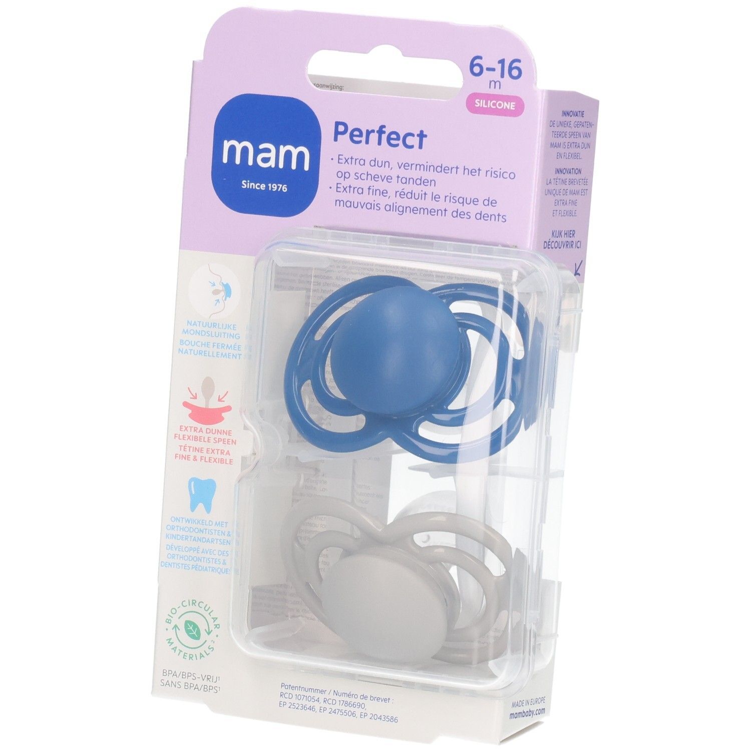 MAM Perfect Silikon-Schnuller 6–16 Monate Blau