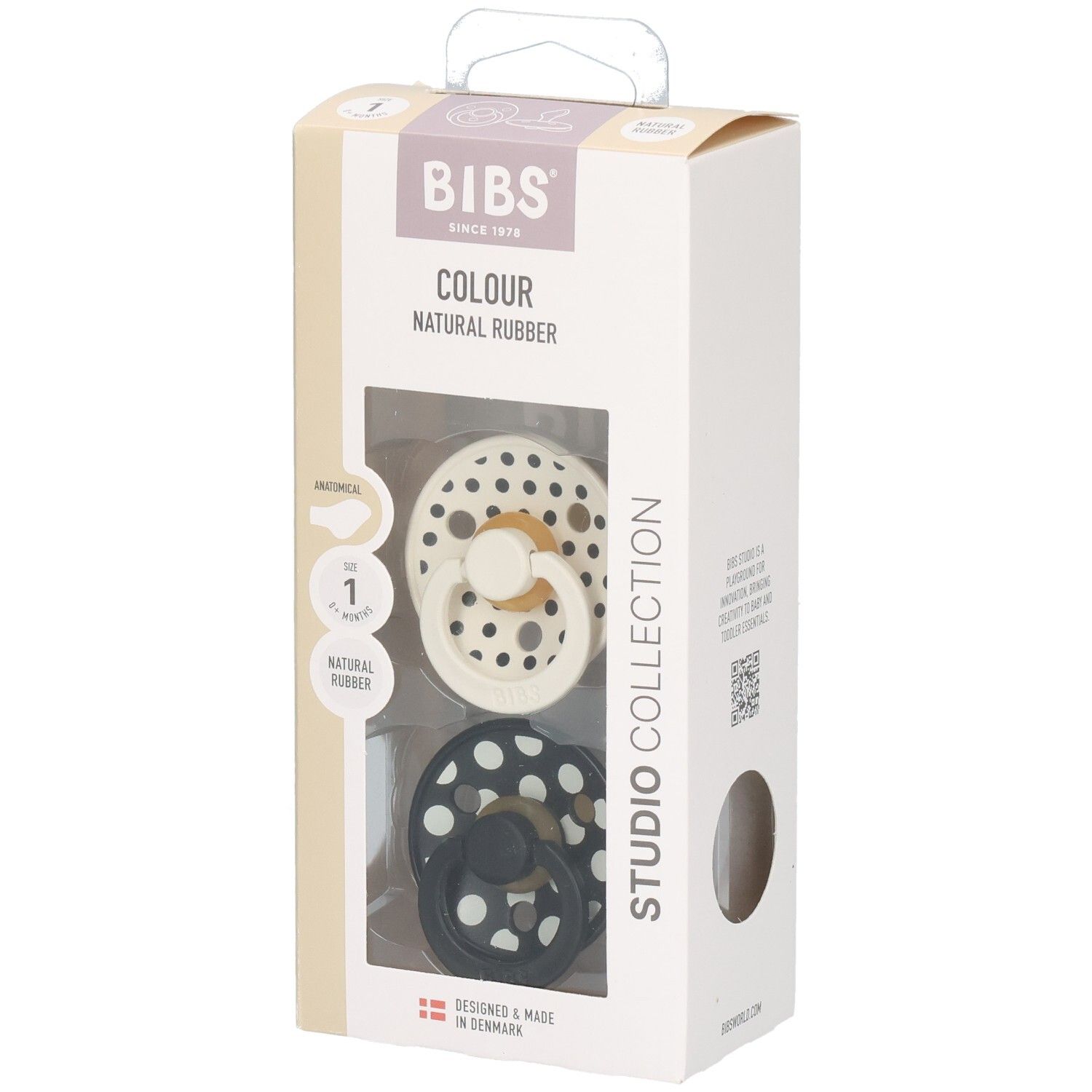 Bibs Schnuller Größe 1 Anatomic Studio Duo Polka Black, ab Geburt