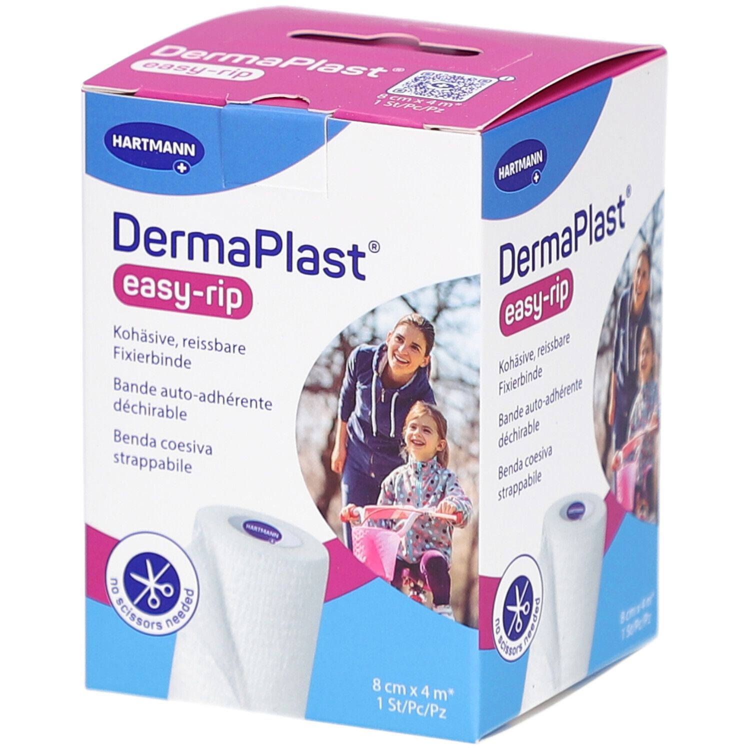 Dermaplast® easy-rip Kohäsives und abreißbares Fixier- und Stützband 8 cm x 4 m weiß