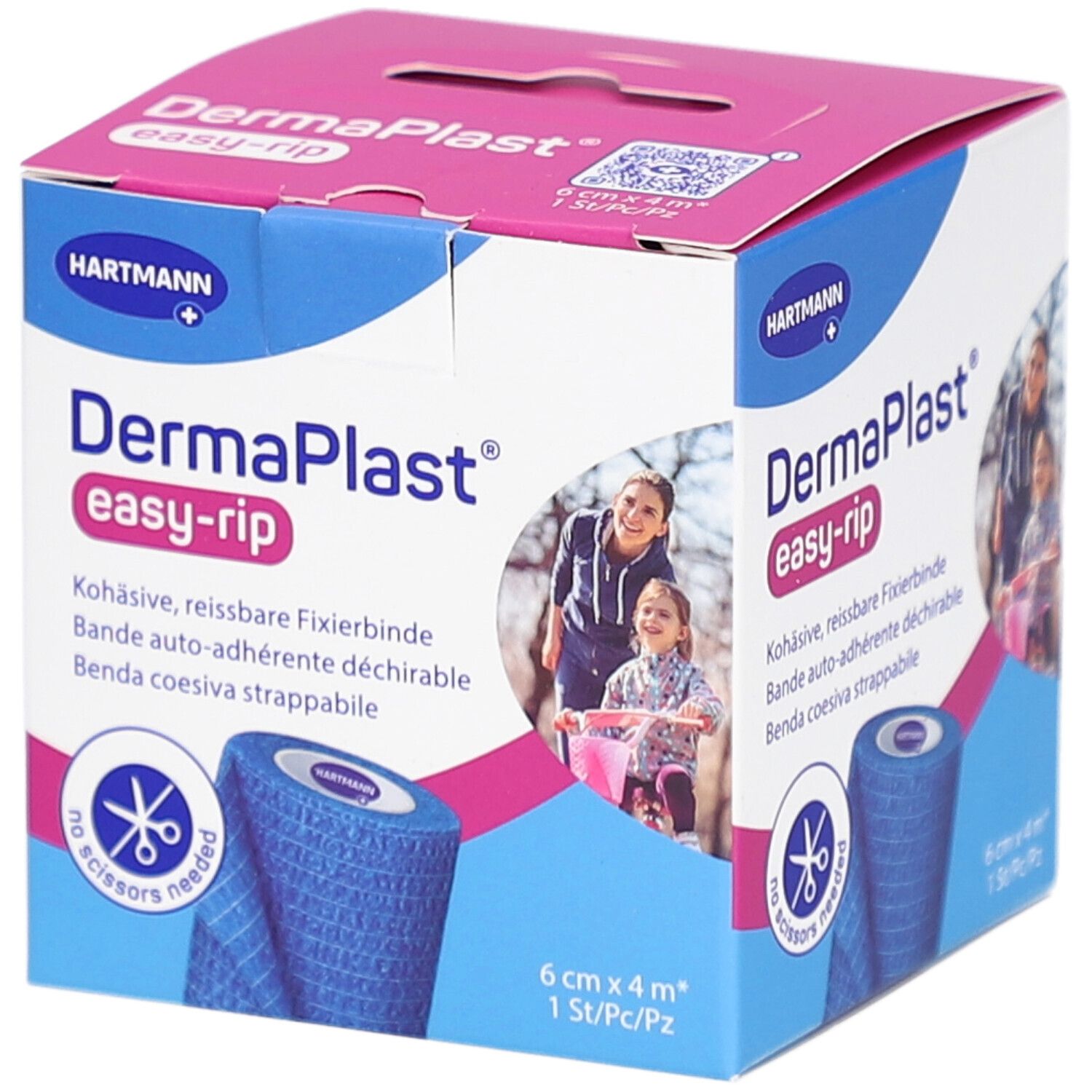 Dermaplast® easy-rip Kohäsives, abreißbares Fixier- und Stützband 6 cm x 4 m blau