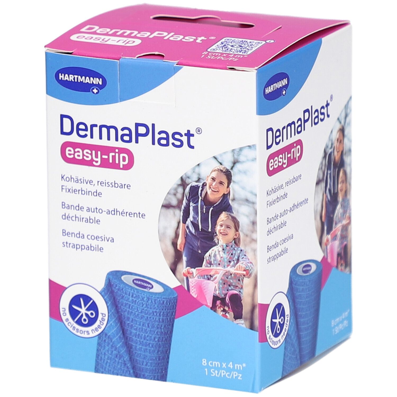 Dermaplast® easy-rip Kohäsives, abreißbares Fixier- und Stützband 8 cm x 4 m blau