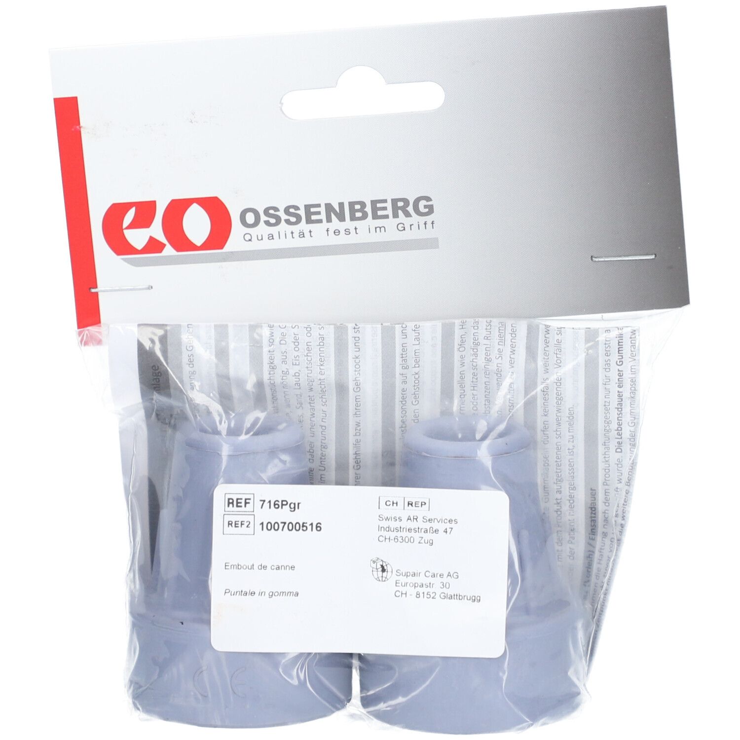 Ossenberg Krückenkapsel Pivoflex 16mm grau