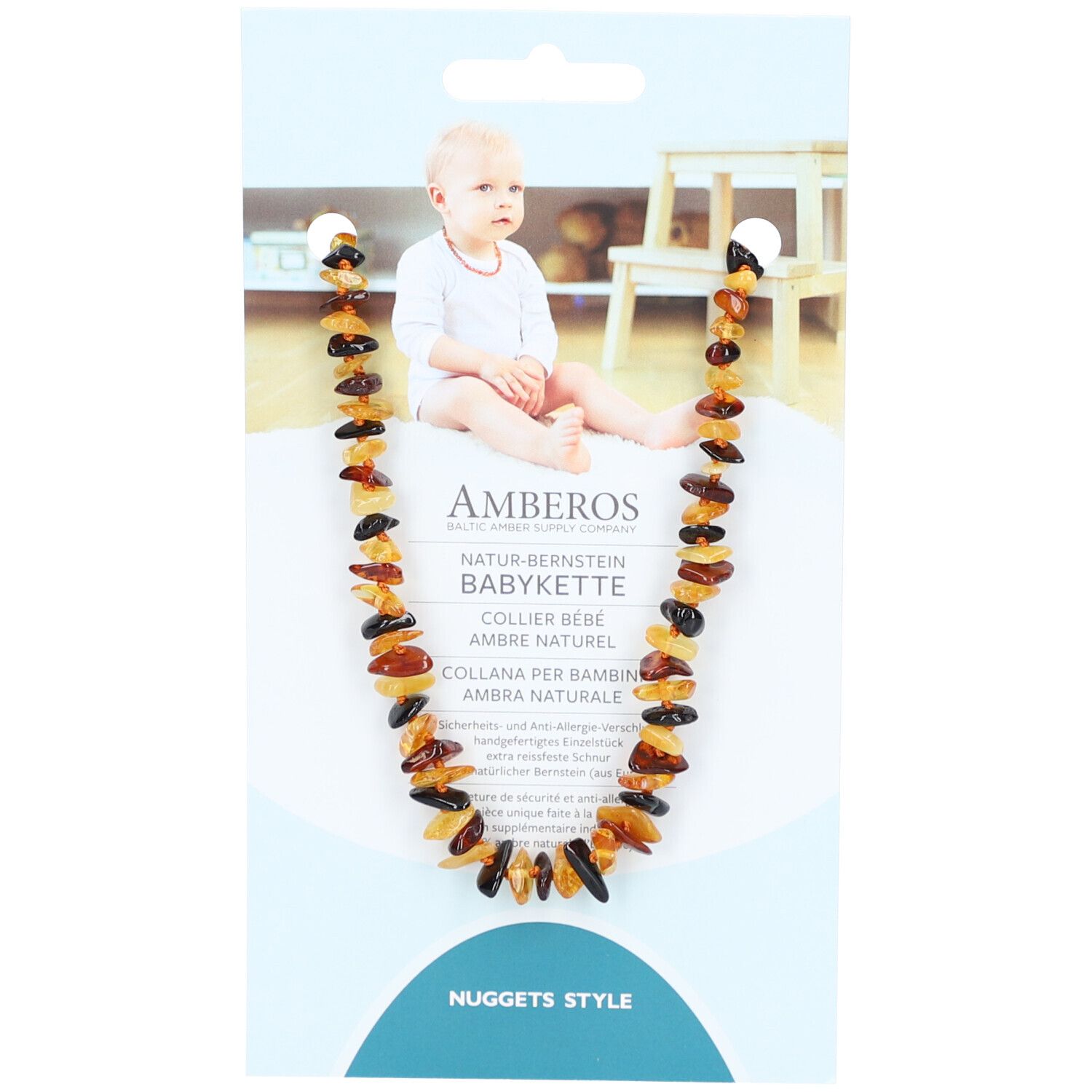 Amberos Babykette Naturbernstein Nuggets Stil 32 cm