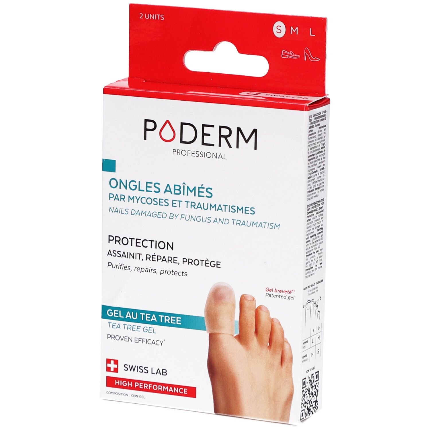 Poderm Kapseln Gel mit Teebaumöl beschädigte Nägel Pilze/Traumata - Größe S