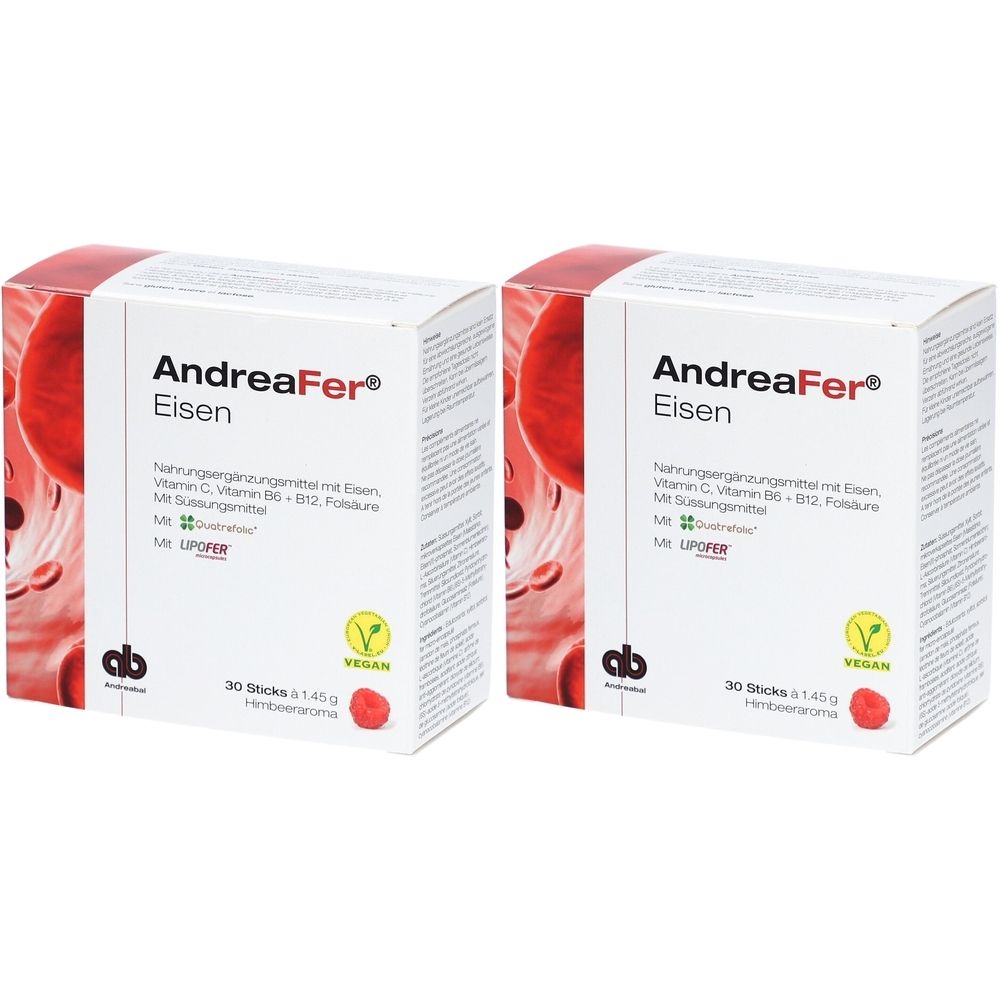 AndreaFer Eisen Ergänzung mit Eisen, Vitamin C, B6, B12 und Folsäure
